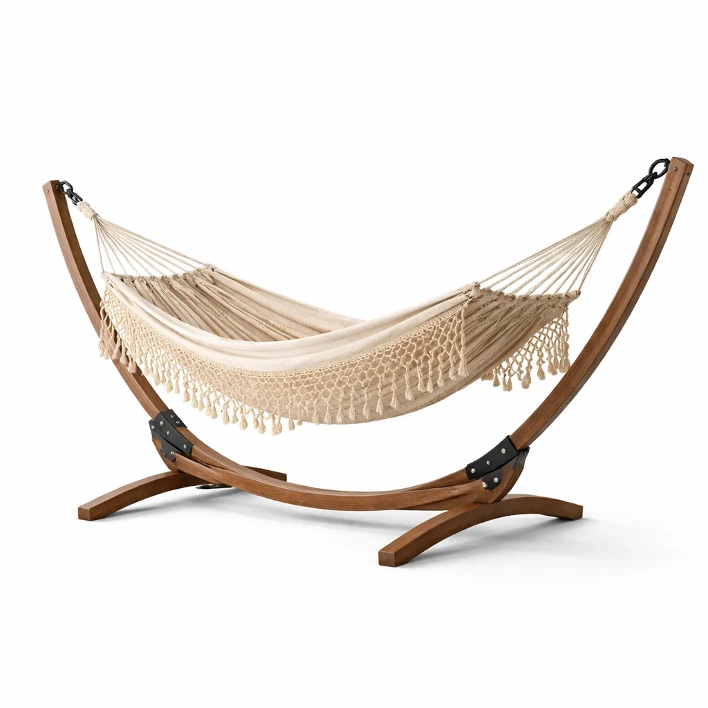 Amaca con Supporto in Legno Massello Beige