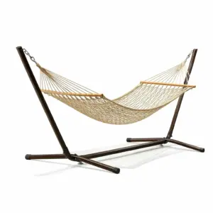 Amaca in Cotone Crema con Struttura in Acciaio e Legno