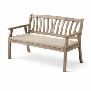 Panchina in Legno con Seduta in Tessuto Beige