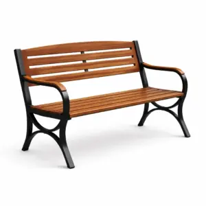 Panchina in Legno Marrone e Acciaio Nero