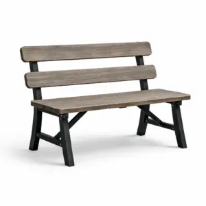 Panchina in Legno di Pino e Metallo Marrone Nero