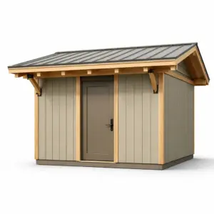 Capanno in Legno Grigio con Tetto in Acciaio